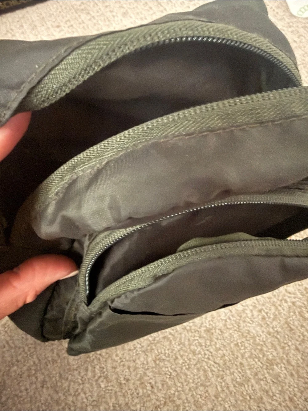 Olive Green FitKicks Sling Crossbody Bag festival, hiking, travel